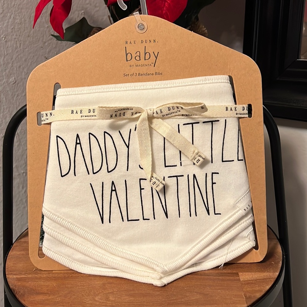 Rae Dunn Valentines Baby Bandana Bibs Set of 3 New